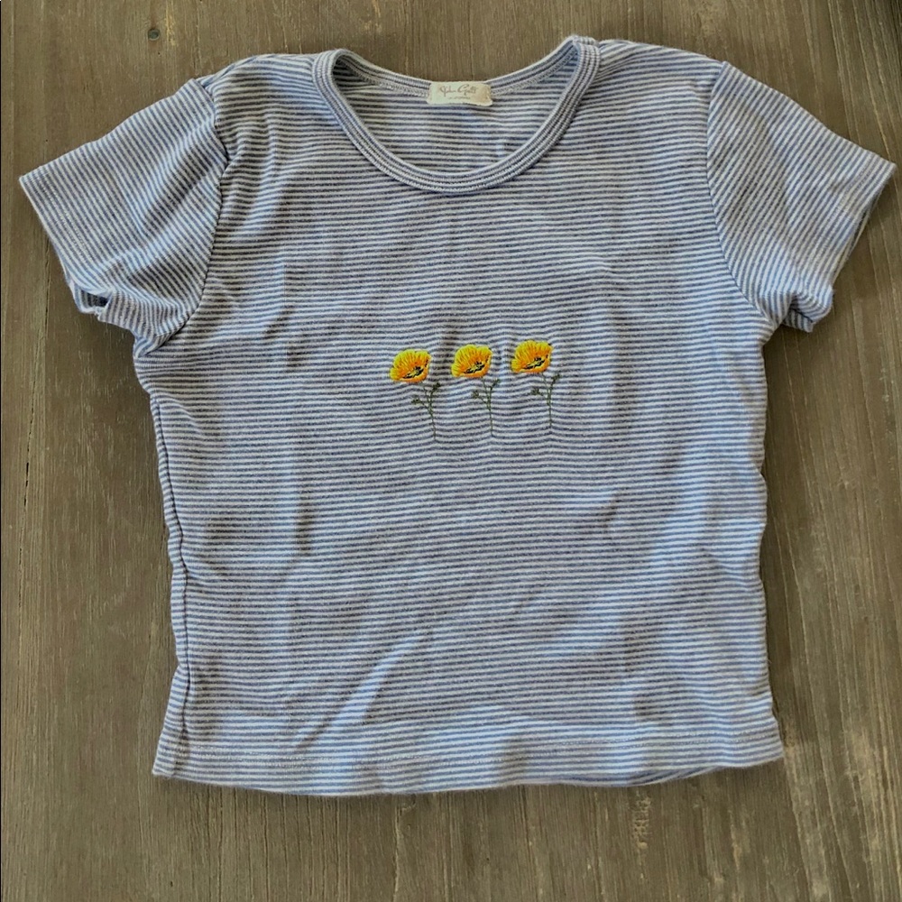 Brandy Melville Striped Flower Shirt